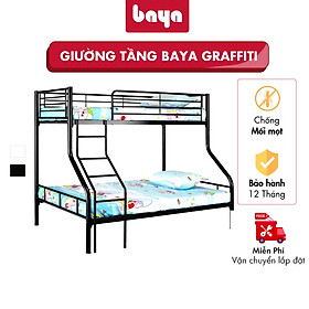 Mua Giường Tầng Cao Cấp Cho Bé BAYA GRAFFITI Đi Kèm Cầu Thang Tiện Dụng Làm Từ Chất Liệu Kim Loại Phủ Sơn Tĩnh Điện Sang Trọng Có Thiết Kế Vững Chãi