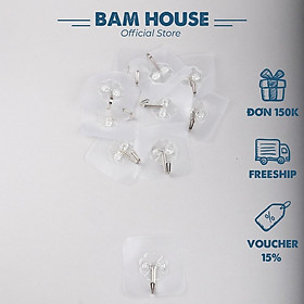 Set 10 móc treo dán tường Bam House cường lực trong suốt cao cấp TS02 – BamBam Store