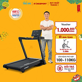 Máy chạy bộ KINGSPORT Vision Plus K-02 nâng dốc tự động 15%, tốc độ tối đa 18,8km/h, khung sườn chắc chắn chịu tải trọng lớn, cân nặng phù hợp từ dưới 95-100kg