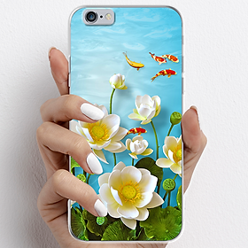 Ốp lưng cho iPhone 6, iPhone 6 Plus nhựa TPU mẫu Hoa sen cá chép đỏ