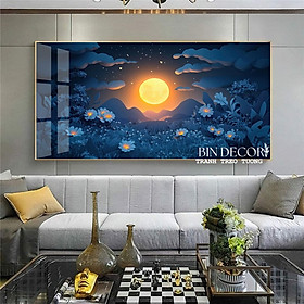 (HCM) Tranh treo tường tráng gương hoa dưới ánh trăng trang trí decor phòng khách kèm đinh treo
