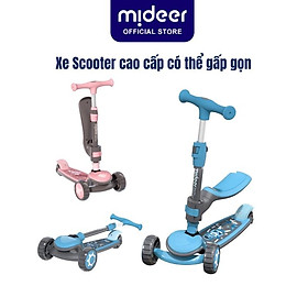 Xe Scooter cho bé Mideer , Xe trượt scooter 3 bánh phát sáng, cao cấp, gấp gọn có ghế ngồi cho bé trai, gái 1 2 3 4 5 6