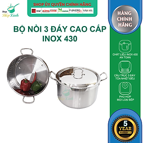 Mua Bộ nồi xửng hấp inox 430 Fivestar standard nắp inox ( 28cm ) tặng 5 muỗng ăn  3 đáy bếp từ   gas  hồng ngoại