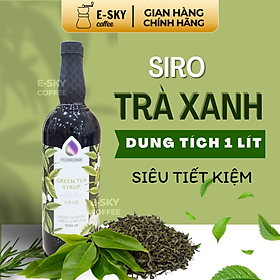 Siro Trà Xanh Green Tea Syrup Nguyên Liệu Pha Chế Hàn Quốc Chai Thủy Tinh 1 Lít