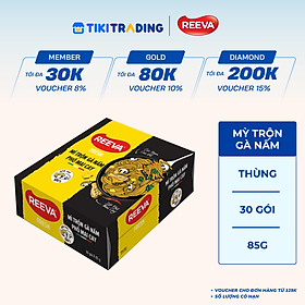 Thùng 30 Gói Mì Trộn Reeva Fresh Gà Nấm Phô Mai Cay 85g