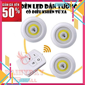 Mua Đèn led dán tường thông minh treo cầu thang phòng ngủ gắn tủ trang trí - Bộ 3 bóng mini Điều khiển từ xa