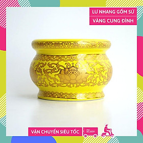 Mua Lư hương bát nhang thờ cúng gốm sứ vàng cung đình - Cao 7cm