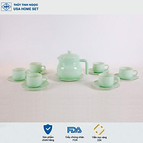Mua Bộ ấm tách cafe thủy tinh ngọc USA Homeset màu xanh ngọc lục bảo
