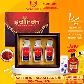 Set quà 3 hũ Nhụy hoa nghệ tây cao cấp Saffron SALAM 3Gr Tặng 1Gr + Mật ong Saffron 100ml