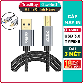 Mua Dây Cáp Máy In USB 2.0 Từ USB-A To Type-B Dài 3M CHOETECH AB0011 - Hàng Chính Hãng