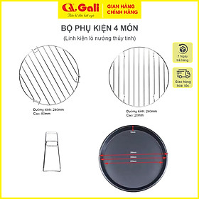 Mua Bộ phụ kiện dùng cho lò nướng thủy tinh gồm khay bánh  vỉ nướng cao thấp  cây gắp  vành inox  hàng chính hãng Gali