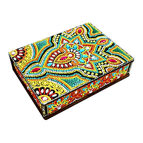 DIY 5D  Jewelry Box Jewelry Holder Container Handmade Mosaic Embroidery Wooden Jewelry Box for Tabletop Gift Home Decoration