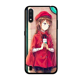 Ốp Lưng in cho Samsung Galaxy A01 Mẫu Nàng Đồng Phục Đỏ - Hàng Chính Hãng