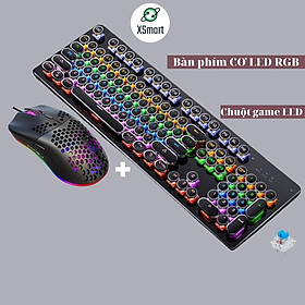 COMBO Bàn Phím Chuột CƠ XSmart Kèm Tai Nghe Chụp Tai Máy Tính Laptop PC Chơi Game Cao Cấp LED Nhiều Màu T907+M8+K3 - Hàng Chính Hãng