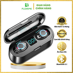 Mua Tai nghe bluetooth không dây FLOVEME F9 True wireless Dock Sạc  hỗ trợ đàm thoại độ trễ cực thấp khi chơi game  Bass mạnh mẽ - Hàng chính hãng