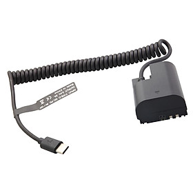 Dummy Battery Adapter Spring Cable, Type C/Usb-C to LP E6 for R R5 R6 90D 5D Mark II III IV