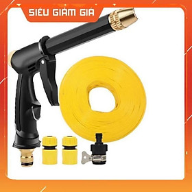 Mua Bộ dây và vòi xịt rửa xe tưới cây tăng áp vòi xịt rửa vòi tưới cây 810-2621-1 (dây vàng dẹt- cút nối đen)