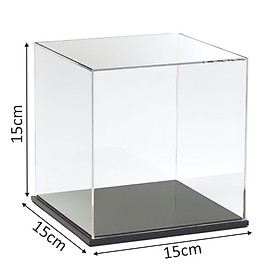 Hộp mica Enter BOX102 15x15x15cm mica dày 2mm, đế đen 5mmx2 vuông, Hộp trưng bày mô hình, Hộp mica trong chống bụi