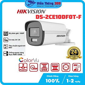 Mua Camera có màu ban đêm  camera thân trụ ColorVu 2MP DS-2CE10DF0T-F hỗ trợ đèn sáng báo động - Hàng chính hãng