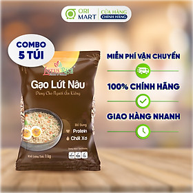 Combo 5 Gạo Lứt Nâu LOTUS RICE Tốt Cho Sức Khỏe Giàu Chất Xơ Gạo Dẻo Dễ Ăn