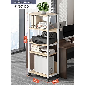 Mua Kệ sách khung sắt 5 tầng màu gỗ sáng  Giá sách gỗ lưu trữ tài liệu hồ sơ văn phòng có bánh xe di chuyển thông minh dễ lau chùi