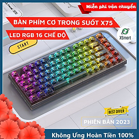 Mua Bàn Phím Cơ Trong Suốt X75 Esport Cao Cấp LED RGB 16 Chế Độ Trục Cơ White Switch Có HOTSWAP Cho Máy Tính  Laptop  PC- Hàng Chính Hãng