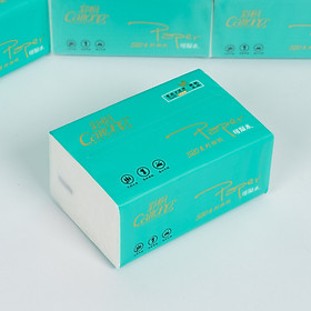 Khăn Giấy Ăn Caitong 5 lớp dạng rút siêu dày - 1 bịch xanh nhạt 8 gói