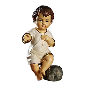 Cute Little Boy Statue European Baby Sculpture Figurine Hand-Painted Figures Ornament for Book Room Shelf Wine Cabinet Home Desk Decor