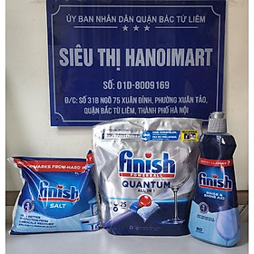 Combo Viên rửa bát Finish Quantum 25 viên + muối rửa bát Finish 1kg + Nước làm bóng finish 400ml