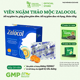 Viên ngậm Ho thảo mộc Zalocol hỗ trợ giảm đau rát họng, khản tiếng do viêm họng, viêm phế quản (Hộp 20 viên) - Genat