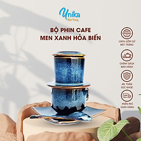 Mua Bộ phin cafe xanh hoả biến cao cấp kèm thìa - Phin pha cafe gốm Bát Tràng