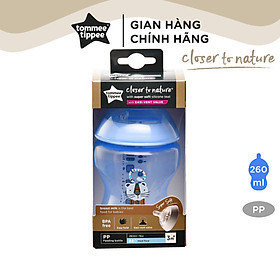 Bình sữa ty siêu mềm tự nhiên Tommee Tippee Closer to Nature 260ml, núm ty đi kèm 3-6 tháng – Tím