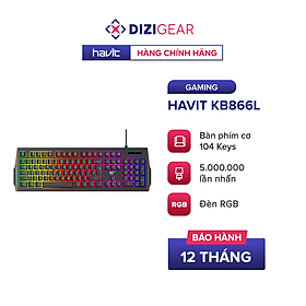 Mua Bàn Phím Blacklit Gaming HAVIT KB866L Tích Hợp Tổ Hợp Phím Fn  Thiết Kế Công Thái Học - Hàng Chính Hãng
