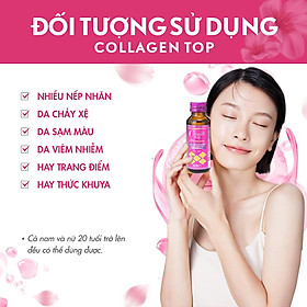 Collagen Top, Hyaluron Top, Placenta Top Nước uống bảo vệ sắc đẹp & sức khỏe (10 chai x 50ml) Nhật Bản