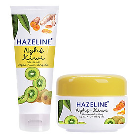 Combo Sữa Rửa Mặt Sáng Da Hazeline Combo Kiwi Nghệ 67183449 (100g) & Kem Nén Dưỡng Trắng Ngừa Mụn Hazeline Nghệ Và Kiwi (8g)