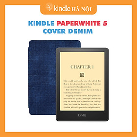Combo máy đọc sách Kindle Paperwhite 5 11th gen tặng kèm bao da  Cover  - Hàng nhập khẩu - Denim - 8gb