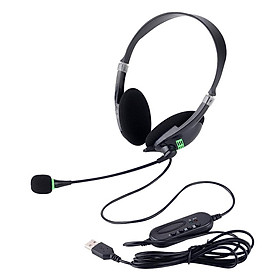 USB Headphones with Microphone Noise Cancelling Headset For Laptop NEW