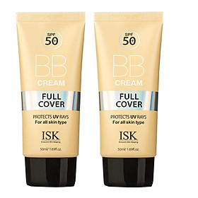 Combo 2 Hộp kem nền lâu trôi ISK FULL COVER BB CREAM SPF 50+/PA+++ Hàn quốc 45ml/ Hộp