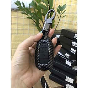 Ốp chìa khoá, bao chìa khóa xe Hyundai Accent 2021-2022 loại 4 nút vân Carbon