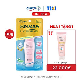 Kem chống nắng Skin Aqua dưỡng trắng & dưỡng ẩm, dùng hàng ngày dạng gel Sunplay Skin Aqua Silky White Gel Eco Việt Nam SPF 50, PA++++ 30g