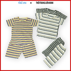 Hình ảnh Combo 3 bộ quần áo trẻ em MIMYKID sọc ngang kiểu lửng, chất liệu thun dày mịn co giãn và thấm hút cực tốt, set đồ thời trang cho bé từ 4-16kg - ( Giao Màu Ngẫu Nhiên )