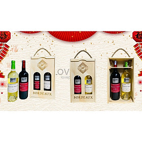 Mua  Set quà tặng hộp gỗ  2 chai rượu vang Pháp Francis Gillot nhập khẩu