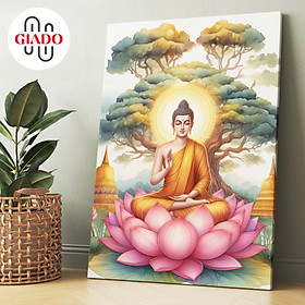 Mua Tranh ảnh thờ treo tường hoặc tranh để bàn mẫu Phật Thích Ca vô uý thủ ấn tán cây