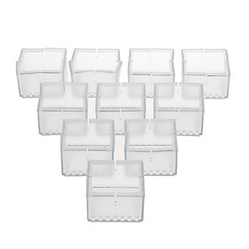 10pcs Rubber Square Chair Leg Caps Pad  Bottom Cover Clear