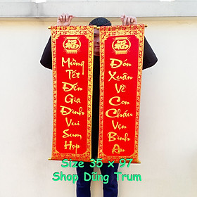 Mua 1 đôi câu đối đỏ  cặp liễn trang trí Tết làm từ vải nhung kích thước chuẩn số đẹp thần tài 79cm  97cm đầy đủ các mẫu câu