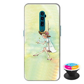 Ốp lưng điện thoại Oppo Reno 10X Zoom hình Cô Gái Xích Đu tặng kèm giá đỡ điện thoại iCase xinh xắn - Hàng chính hãng