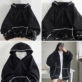 Áo Khoác dây kéo viền trắng/ Hoodie Zip WEST {màu Đen/ Xanh/ Hồng} Form rộng Unisex Nam/Nữ cực đẹp chất xịn