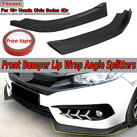 Pair Matte Black Front Bumper Lip Spoiler Wing Canard Diffuser Kit for Honda Civic