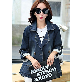 Áo Khoác Jean Nữ Wash Phối Nón Titishop NT49 - Xanh (Size