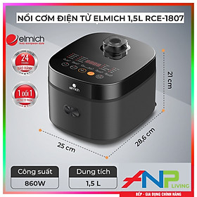 Mua Nồi Cơm Điện Tử Elmich RCE-1807 (Mầu Đen - Dung Tích 1.5L - CÔNG SUẤT 860W - Điều Khiển Cảm Ứng) HÀNG NHẬP KHẨU CHÍNH HÃNG